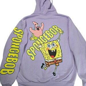 SpongeBob SquarePants Hoodie Purple Nickelodeon Graphic Pullover Large